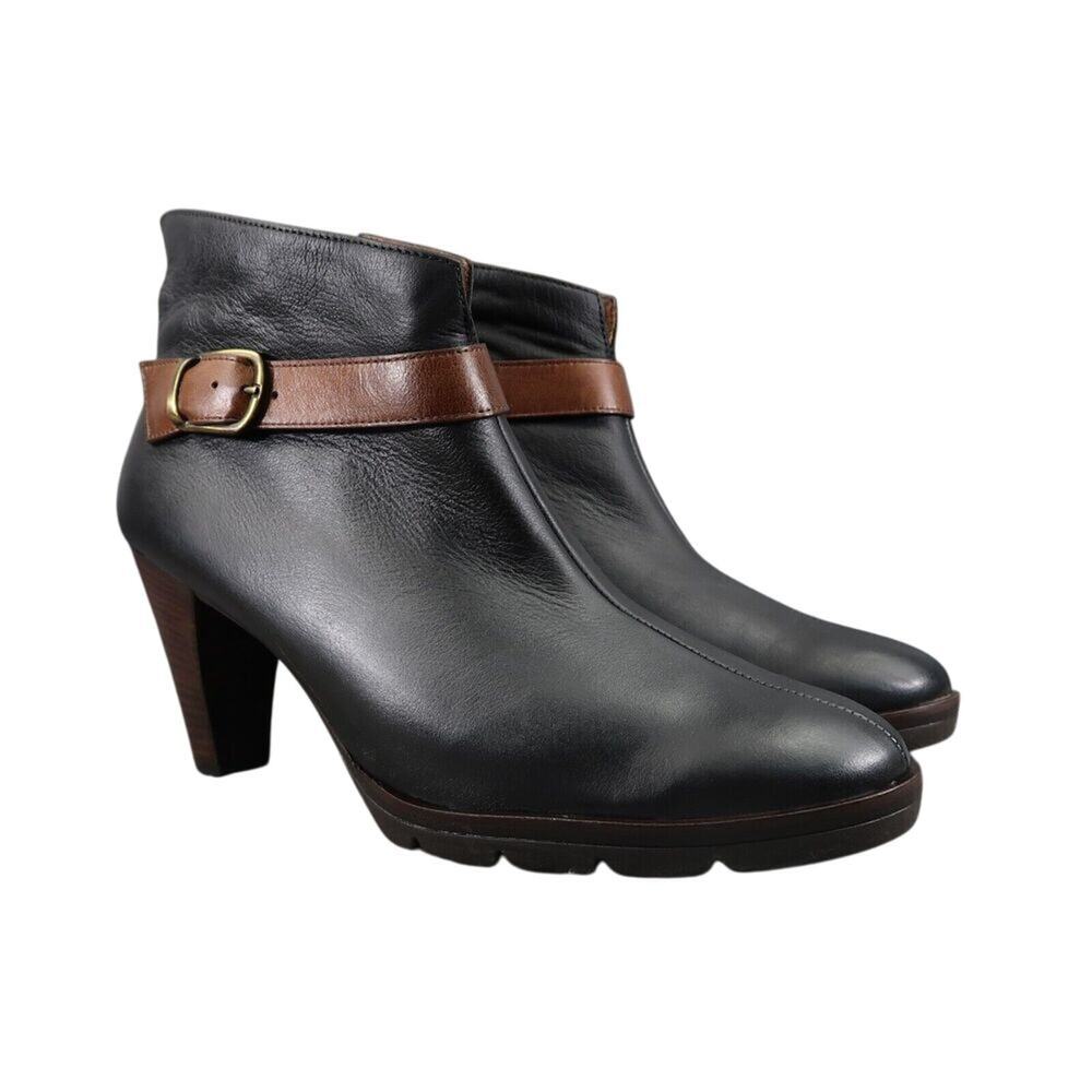 Paul Green Shoes Womens 9.5 Booties Karla Heeled Ankle Boot Leather Buckle Zip